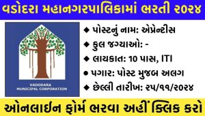 Vadodara Municipal Corporation Recruitment 2024