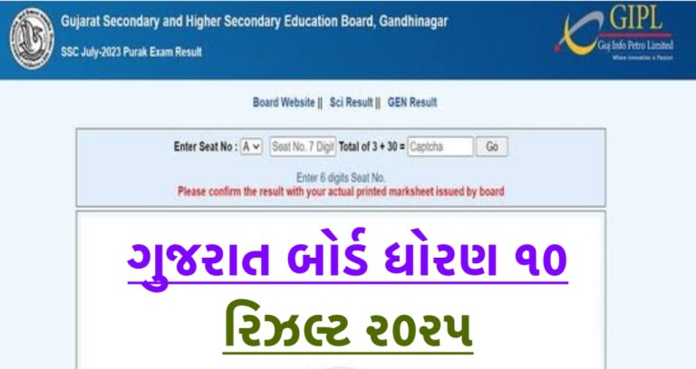 Gujarat Board 10th Result 2025