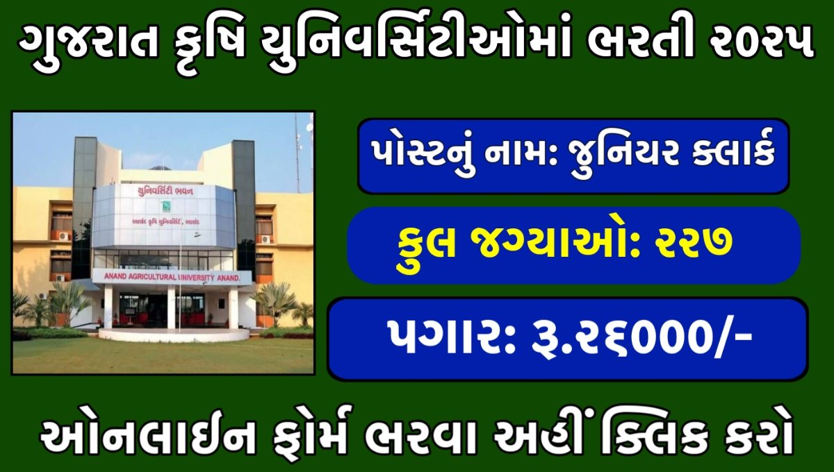 GAU Junior Clerk Recruitment 2025