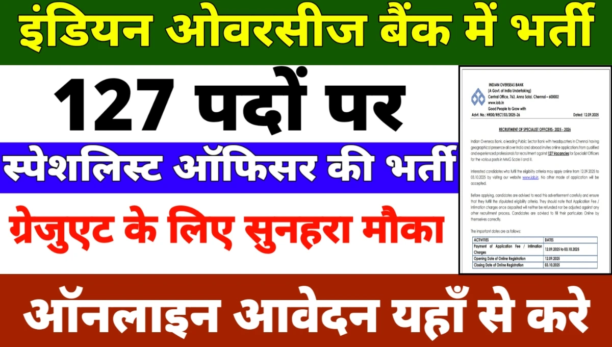 IOB Bank SO Recruitment 2025