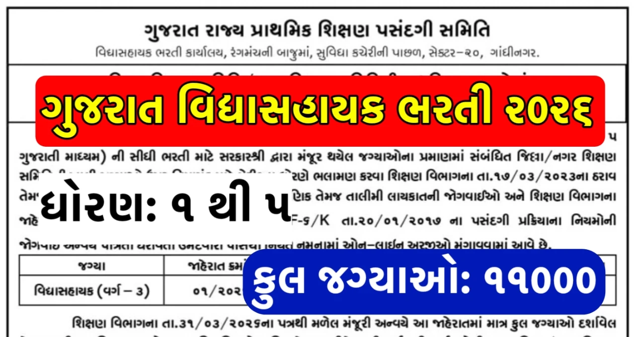 Gujarat Vidhyasahayak Bharti 2026